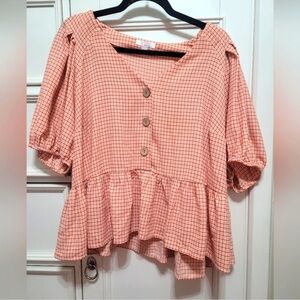 Lauren Conrad Gingham Peplum Blouse